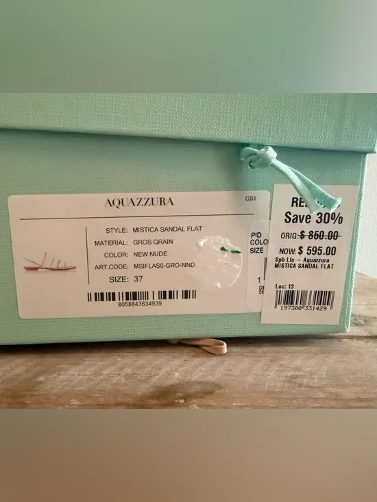 Aquazzura Tan Crystal-Strap Square Toe Flat Sandals - Picture 10 of 10